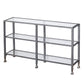 49" Clear and Silver Glass Distressed Floor Shelf Console Table With Storage