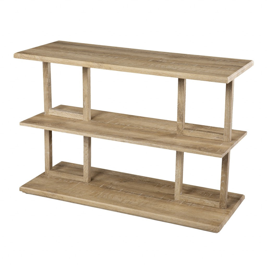 42" Natural Floor Shelf Console Table With Storage