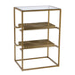 24" Brass Glass And Iron Rectangular End Table With Two Shelves