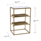 24" Brass Glass And Iron Rectangular End Table With Two Shelves