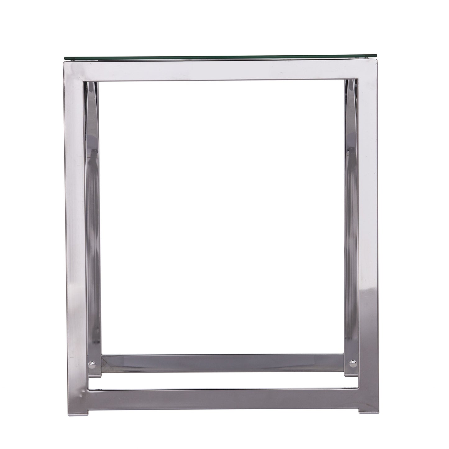 22" Chrome Glass And Iron Square End Table