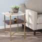 24" Brass Manufactured Wood And Iron Square End Table With Shelf