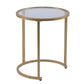 Set Of Two 23" Gold Glass And Steel Round Nested Tables