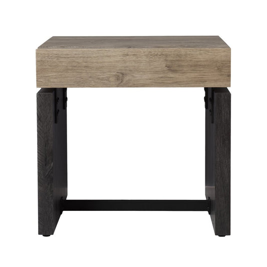 Natural Wood Manufactured Wood And Iron Square End Table