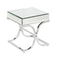 22" Silver And Clear Mirrored Glass Square End Table