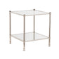 24" Silver Glass And Iron Square Mirrored End Table