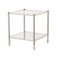 24" Silver Glass And Iron Square Mirrored End Table