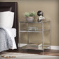 27" Chrome Glass And Iron Rectangular Mirrored End Table With Shelf