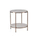 24" Champagne Faux Marble And Iron Round End Table With Shelf