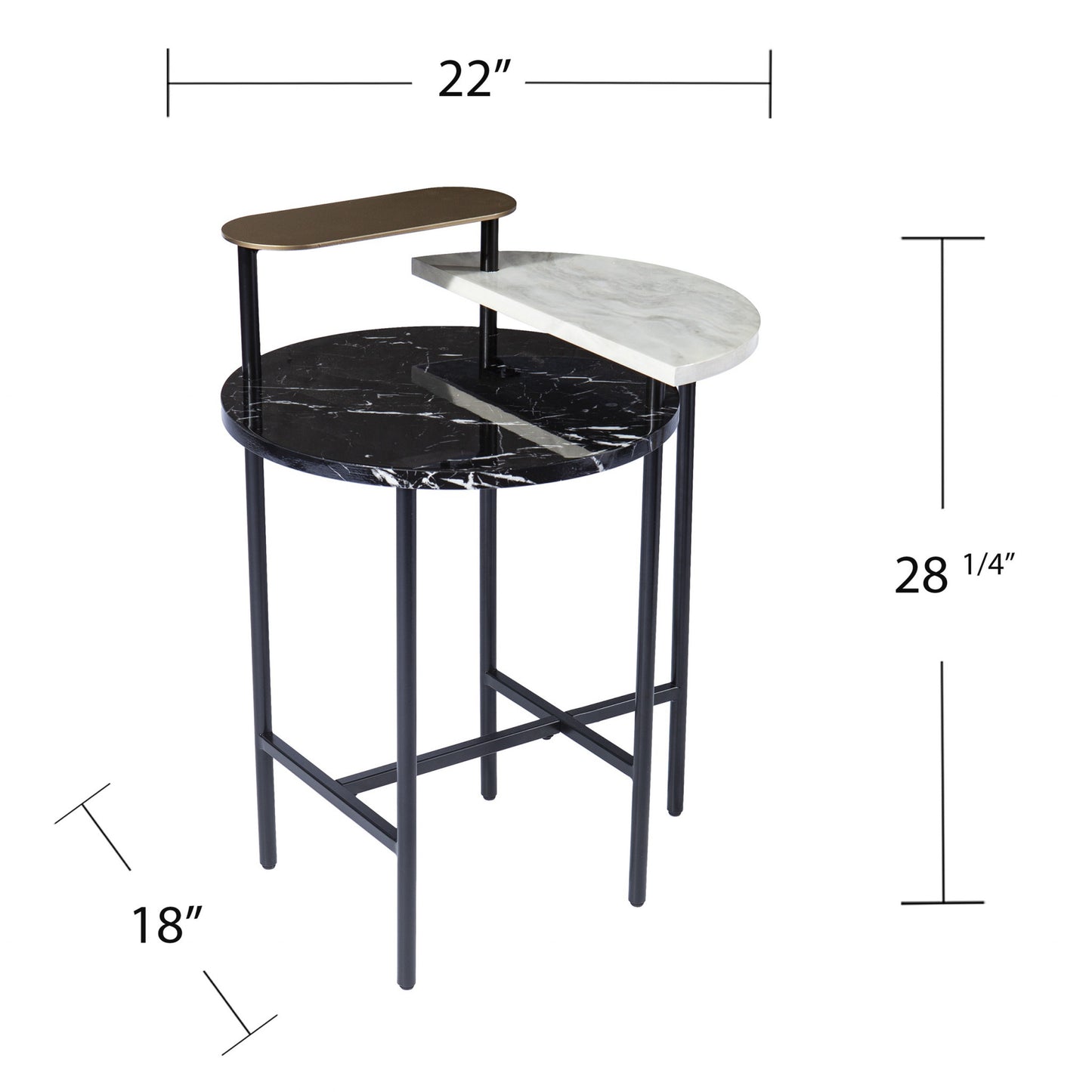 28" Black Manufactured Wood And Iron Free Form End Table With Shelf