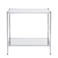 22" Chrome Glass And Iron Square Mirrored End Table