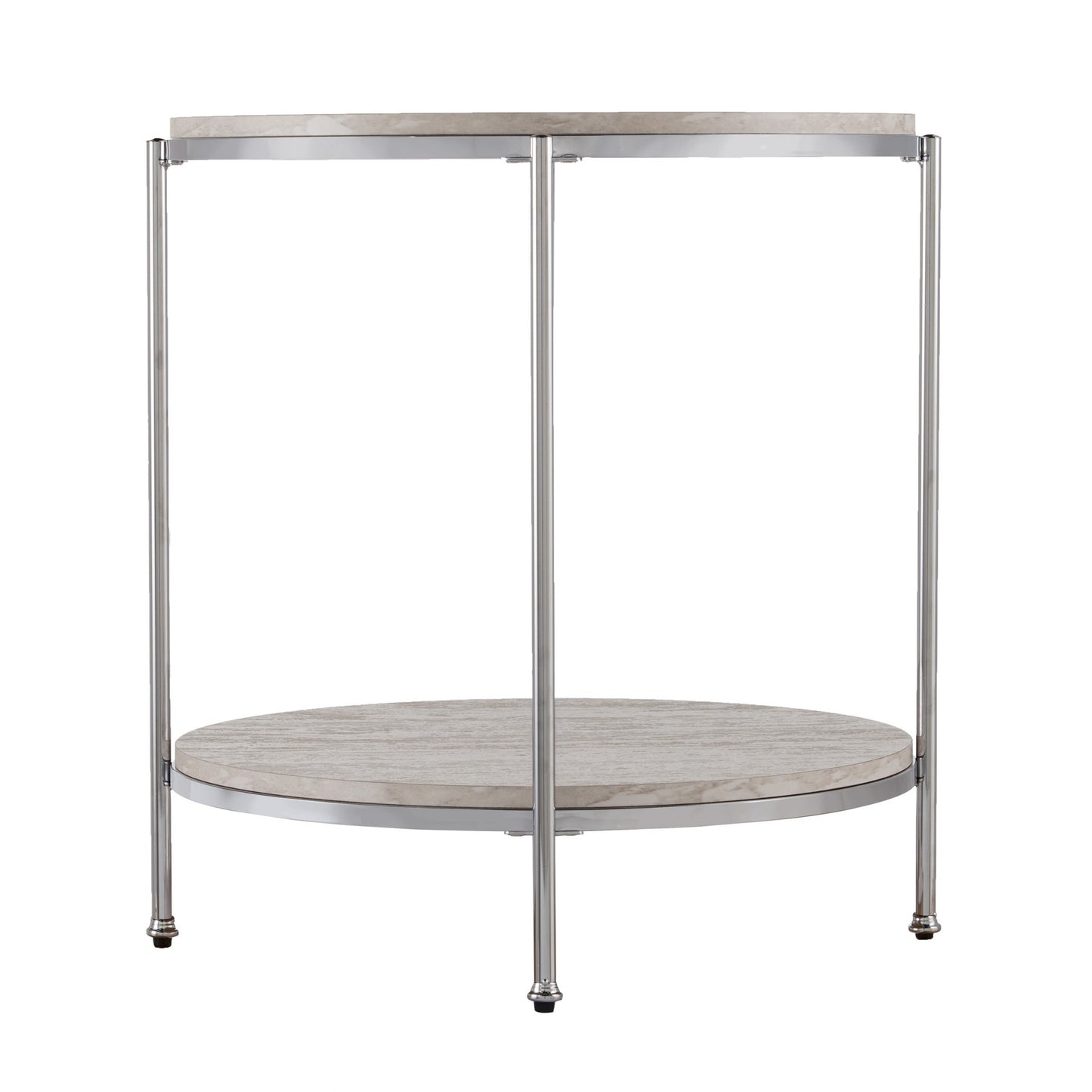 24" Chrome Manufactured Wood And Iron Rectangular End Table With Shelf