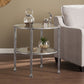 24" Silver Glass And Iron Round End Table