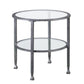 24" Silver Glass And Iron Round End Table