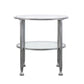 24" Silver Glass And Iron Round End Table