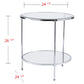 26" Chrome Glass And Iron Round Mirrored End Table With Shelf