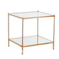 22" Gold And Clear Glass Square End Table