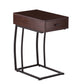 23" Brown Manufactured Wood And Iron Rectangular End Table With Drawer