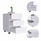 White Three Drawer Rolling Cabinet