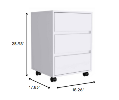 White Three Drawer Rolling Cabinet