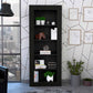 70" Black Five Tier Bookcase