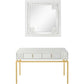 Set of Two 47" White and Gold Wood and Manufactured Wood Blend Mirrored Console Table And Drawers