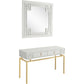 Set of Two 47" White and Gold Wood and Manufactured Wood Blend Mirrored Console Table And Drawers