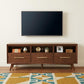 64" Brown Mahogany Solid Wood Open Shelving TV Stand