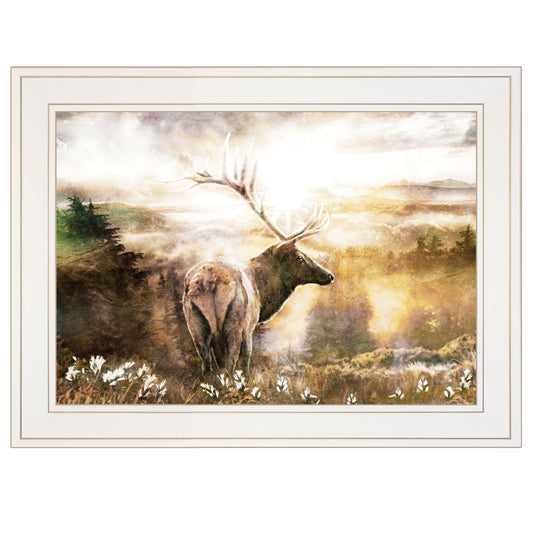 Heading Home Elk 1 White Framed Print Wall Art