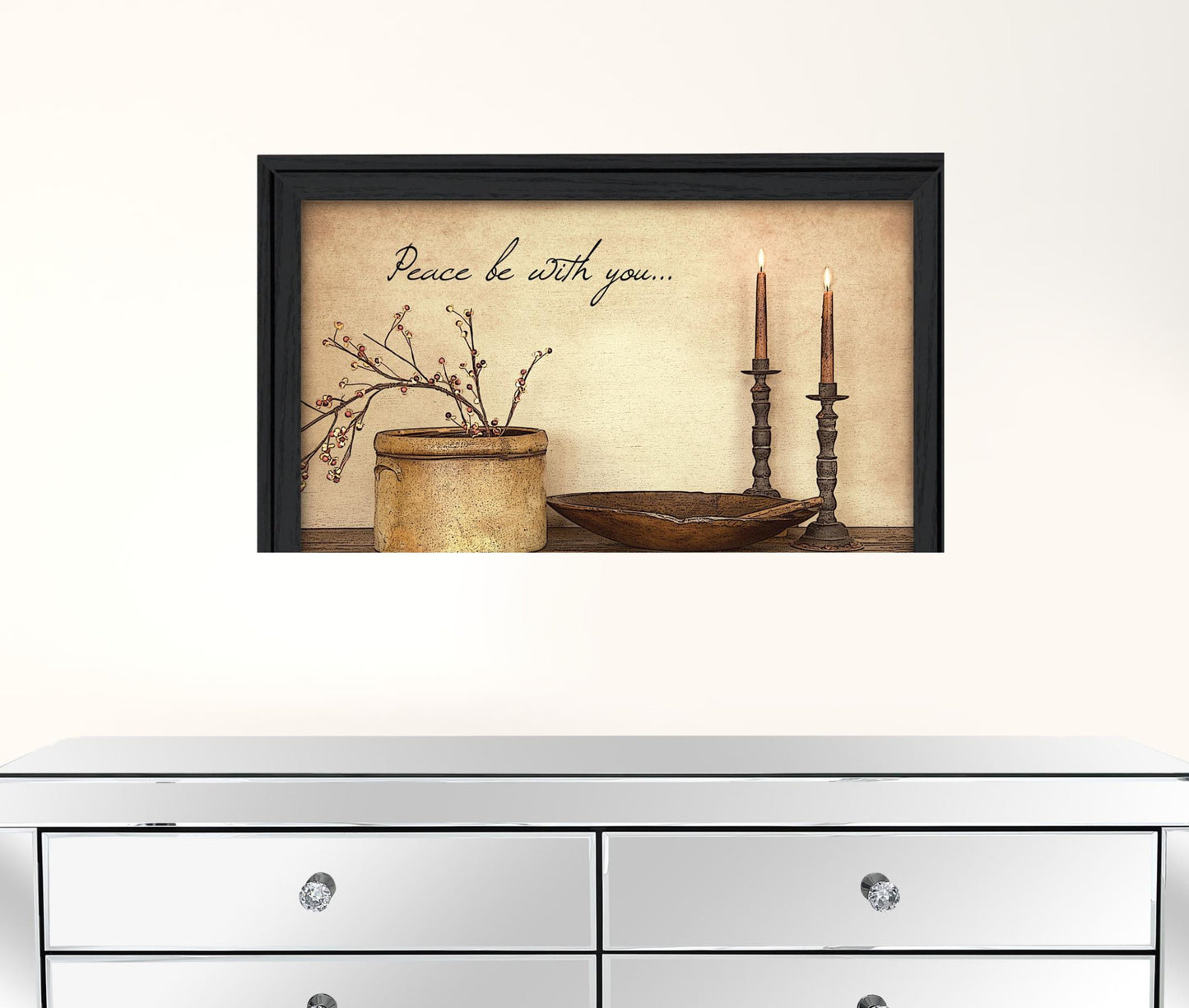 Peace Be with You 3 Black Framed Print Wall Art