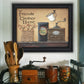 Friends Gather Here Black Framed Print Wall Art