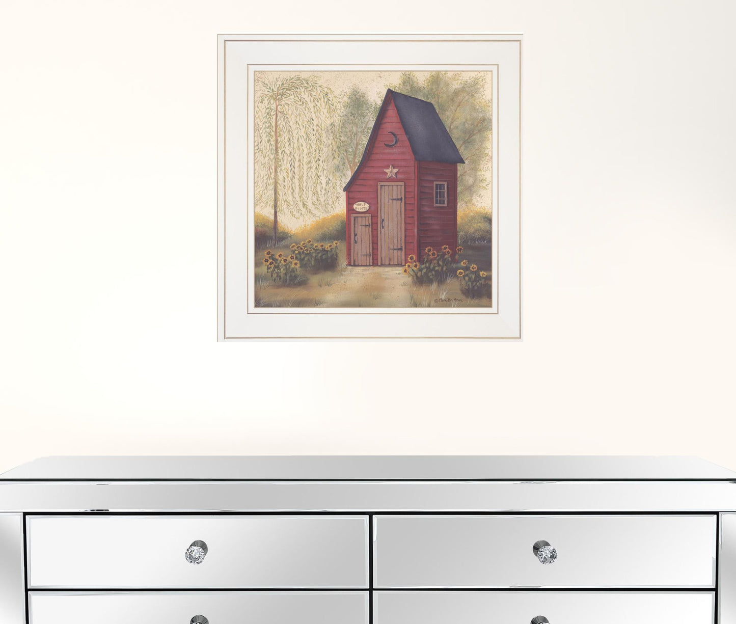 Folk Art Outhouse II 1 White Framed Print Bathroom Wall Art