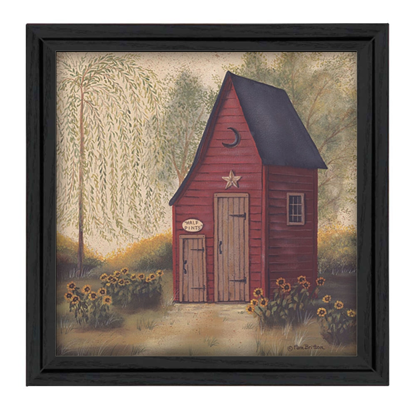 Folk Art Outhouse Black Framed Print Wall Art