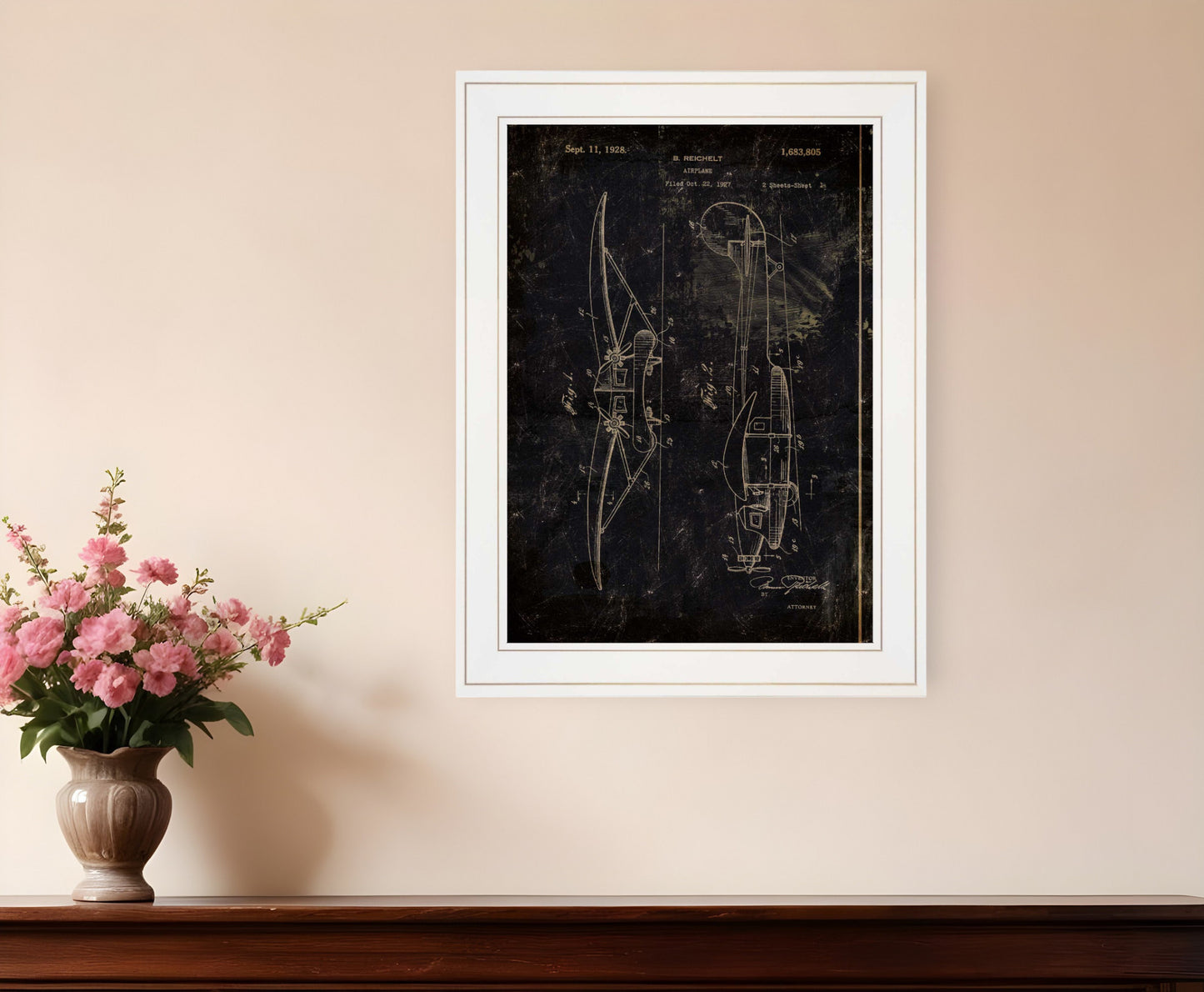 Airplane Patent II 1 White Framed Print Wall Art