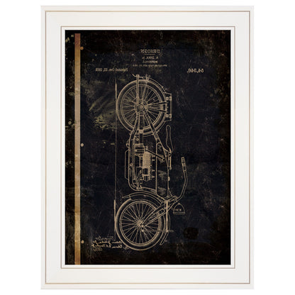 Motor Bike Patent I 1 White Framed Print Wall Art