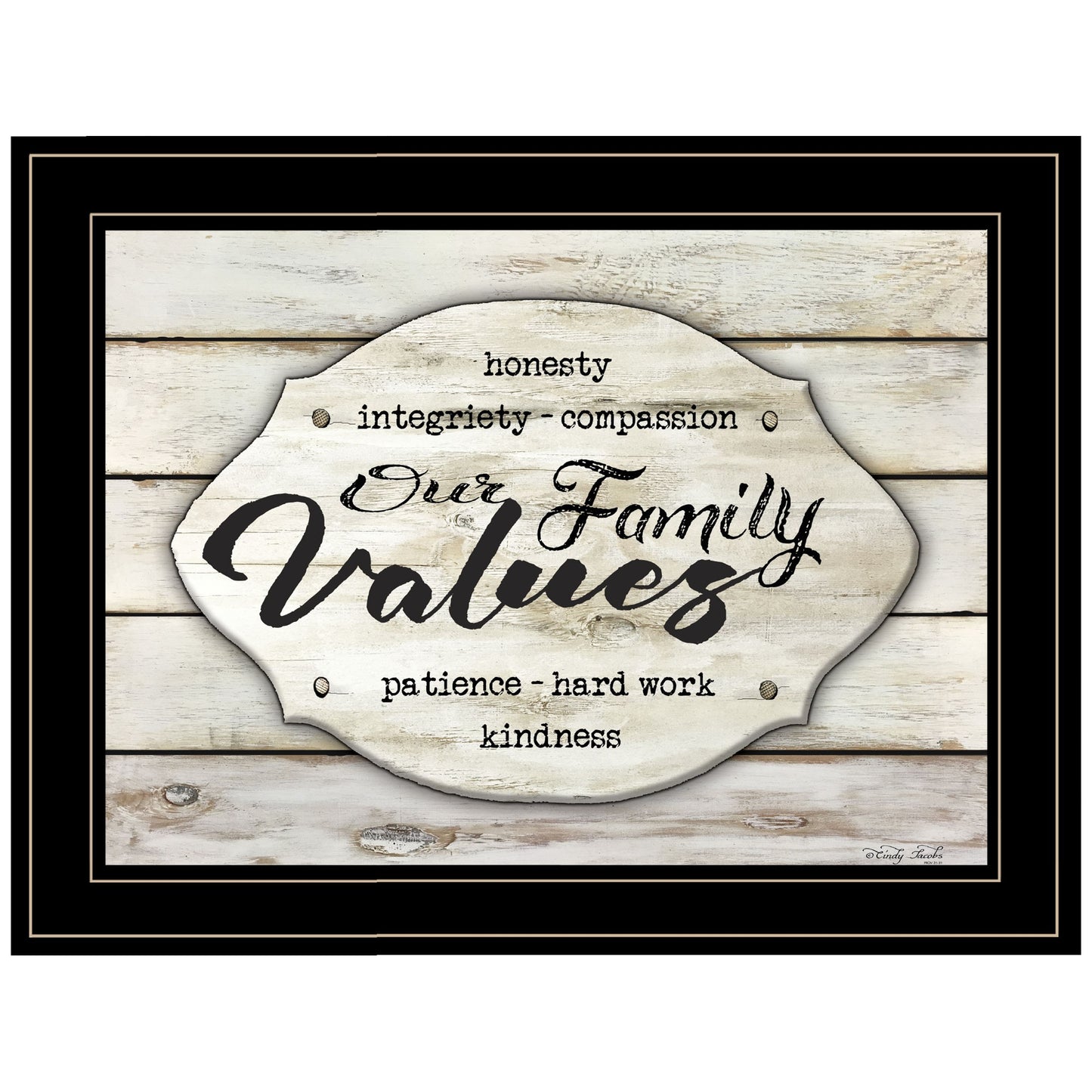 Our Family Values 3 Black Framed Print Wall Art