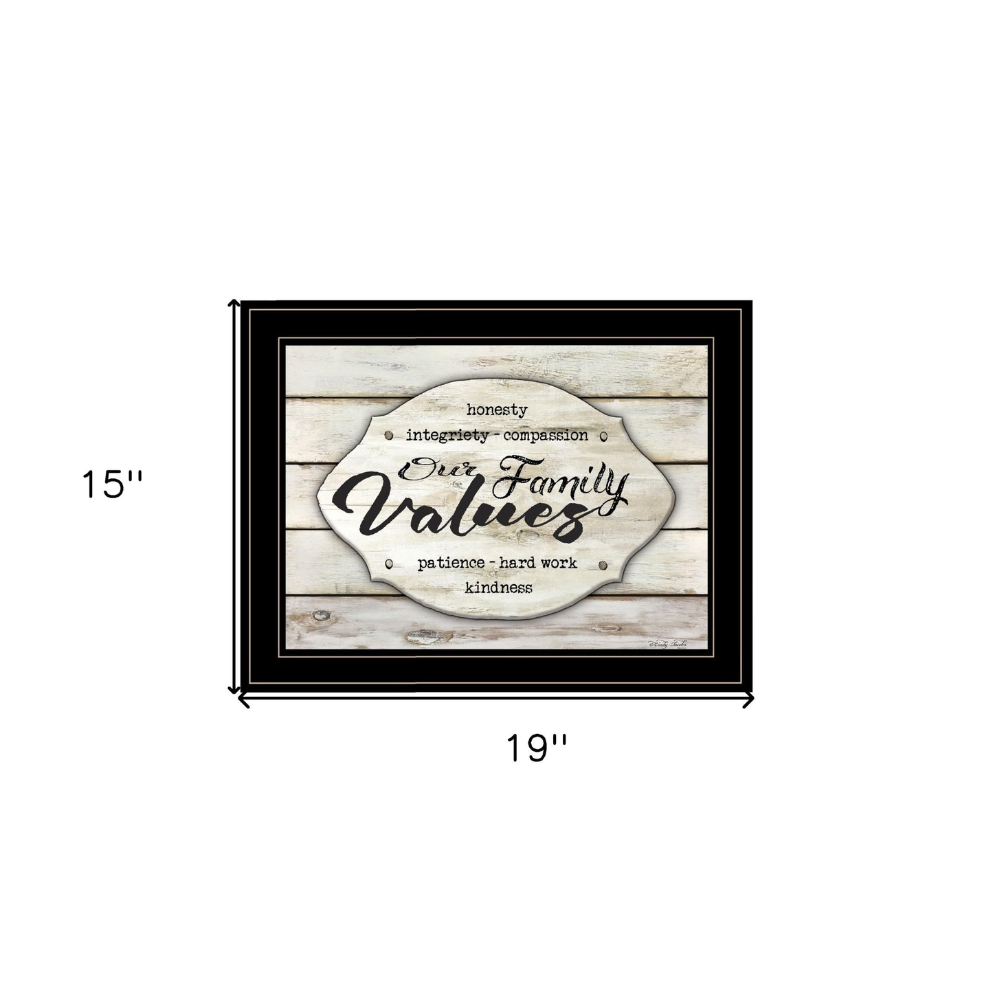 Our Family Values 3 Black Framed Print Wall Art