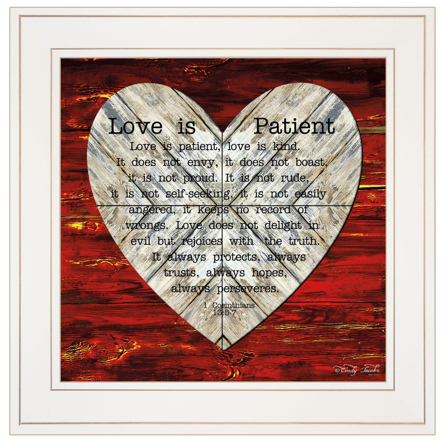 Love is Patient 1 White Framed Print Wall Art