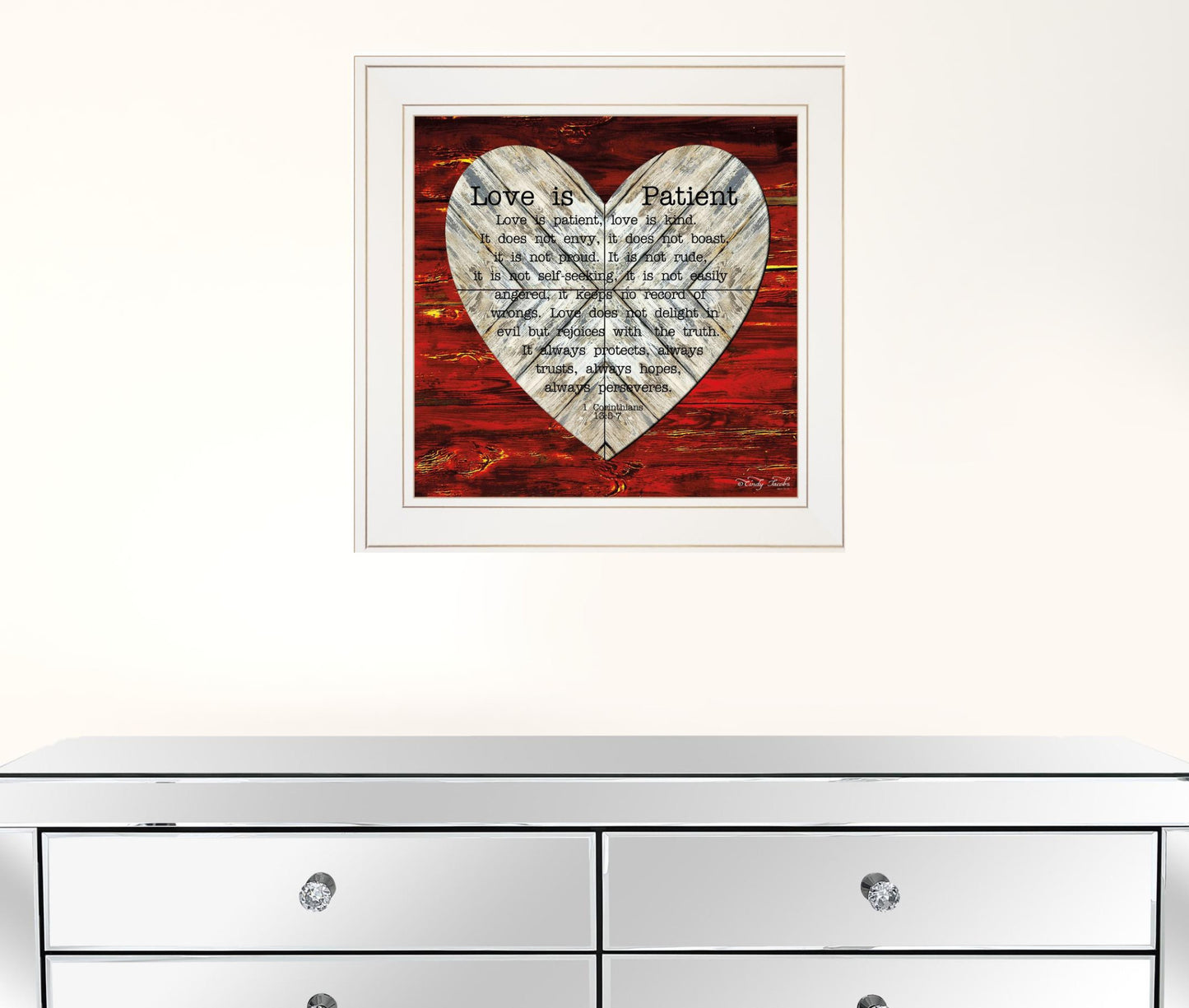 Love is Patient 1 White Framed Print Wall Art