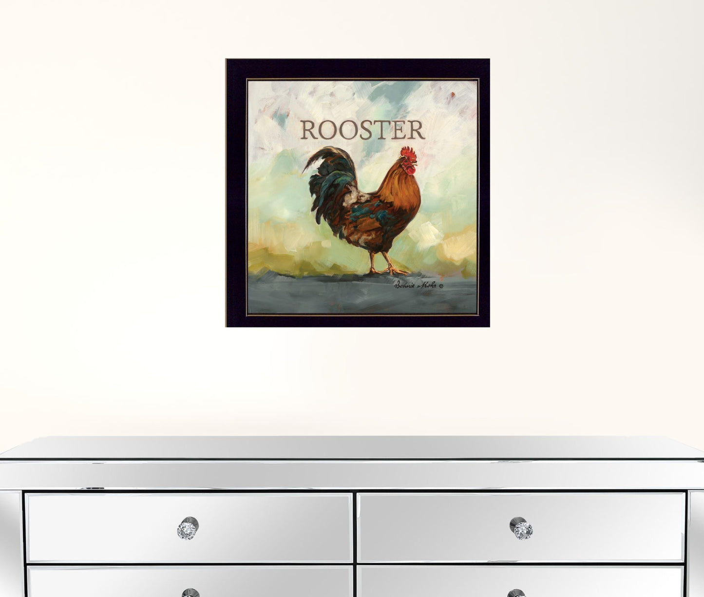 Raleigh the Rooster Black Framed Print Wall Art