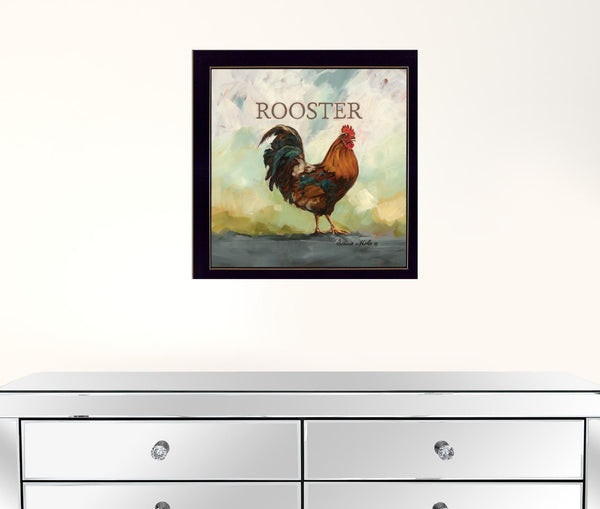 Raleigh the Rooster Black Framed Print Wall Art