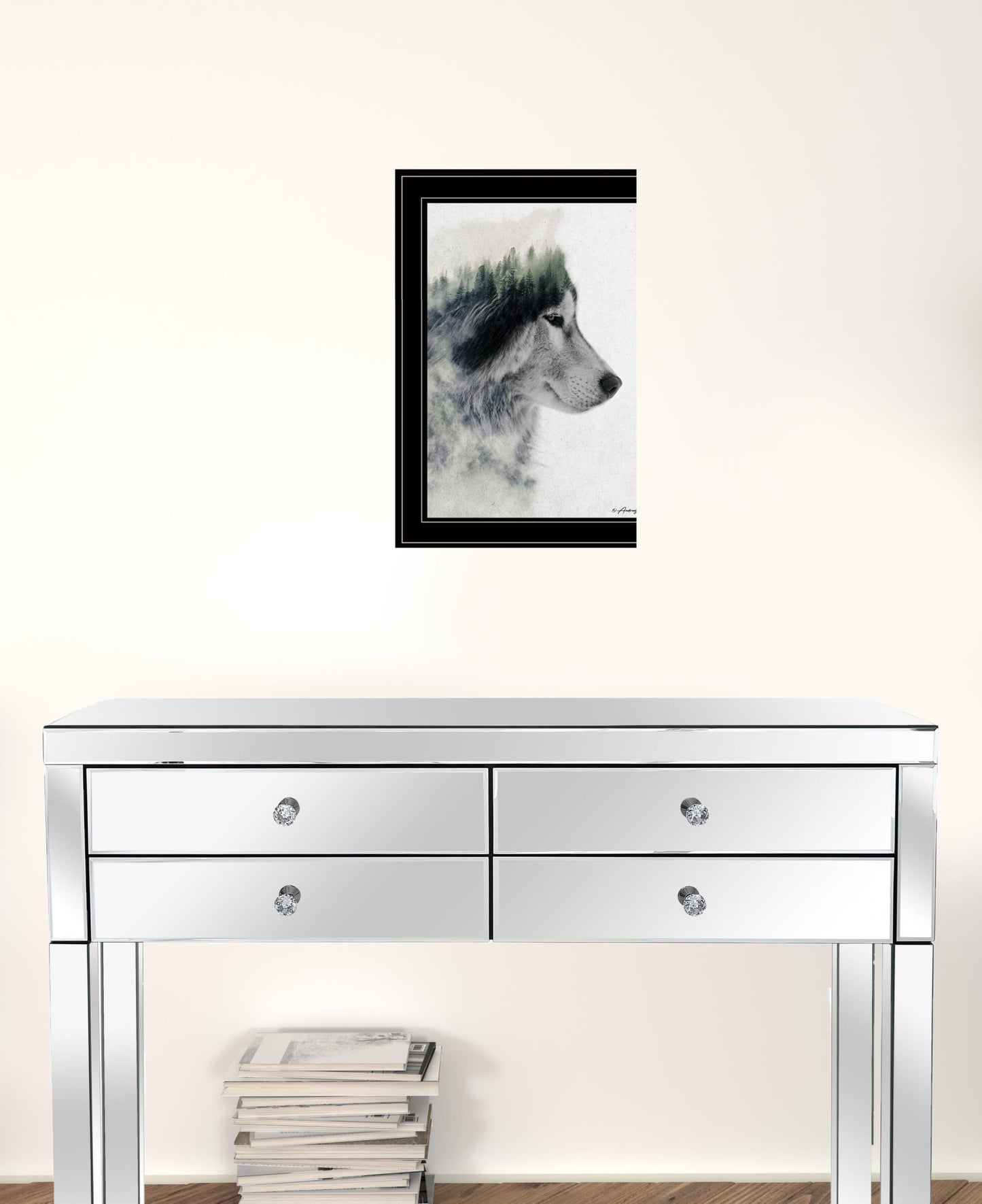 Wolf Stare 2 Black Framed Print Wall Art