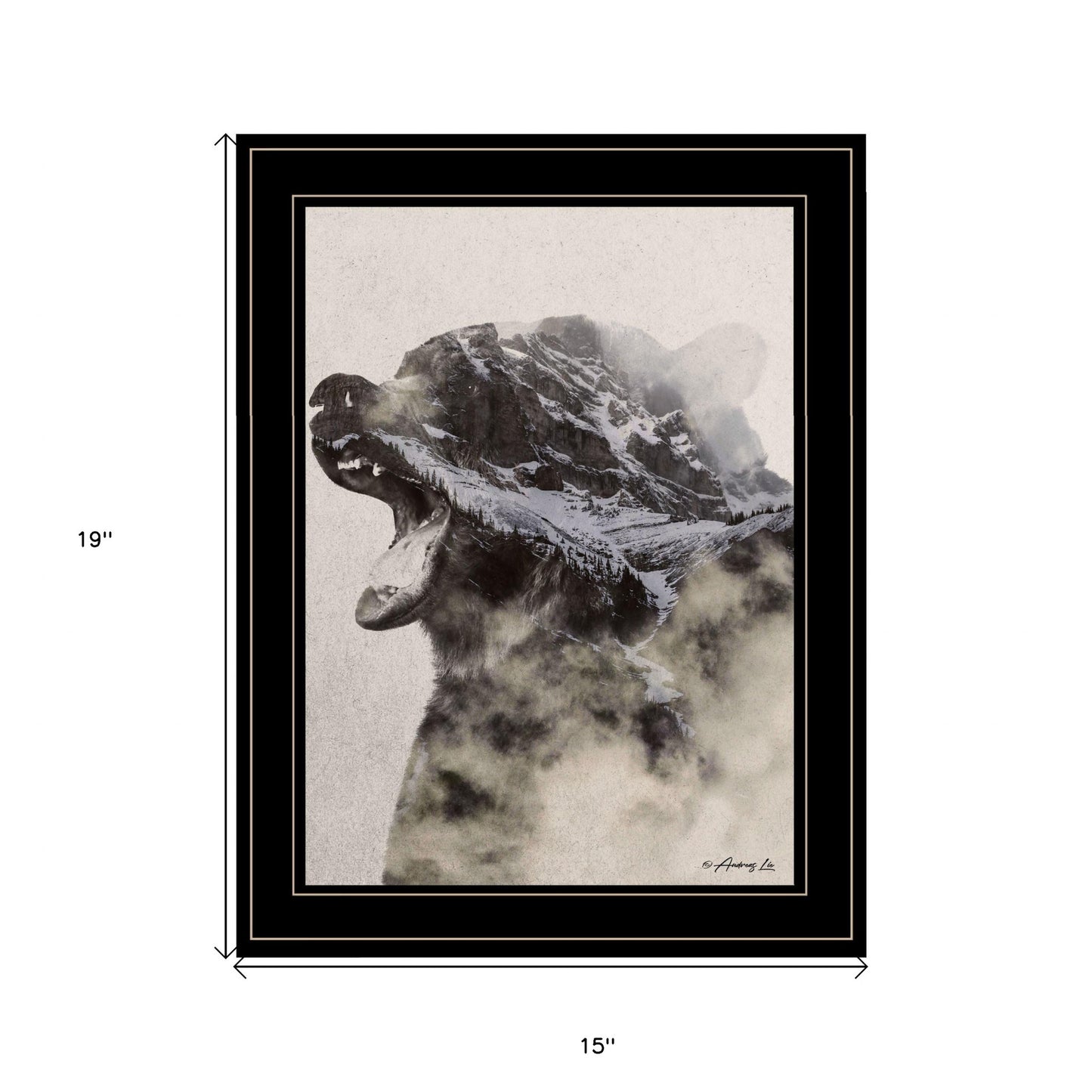 Bear Fog 2 Black Framed Print Wall Art