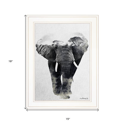 Elephant Walk 1 White Framed Print Wall Art