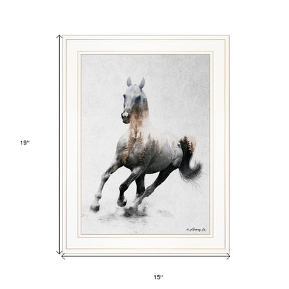 Galloping Stallion 1 White Framed Print Wall Art