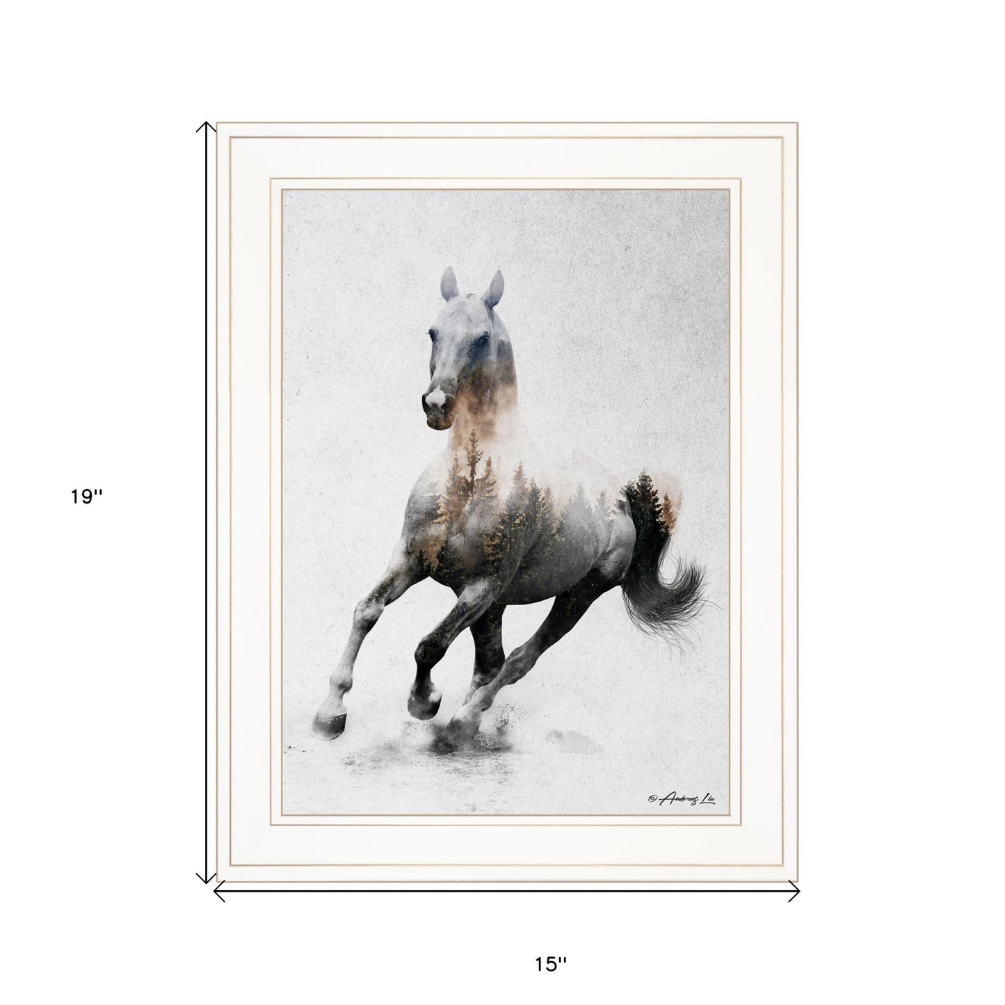 Galloping Stallion 1 White Framed Print Wall Art