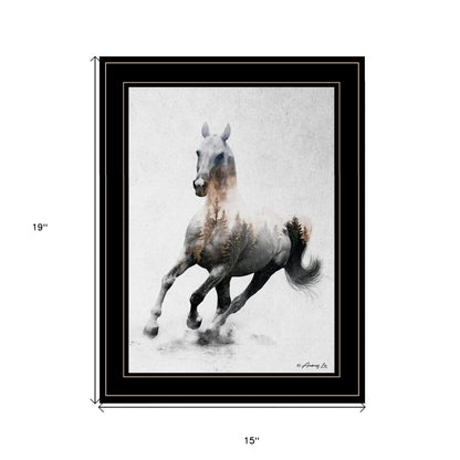 Galloping Stallion 2 Black Framed Print Wall Art