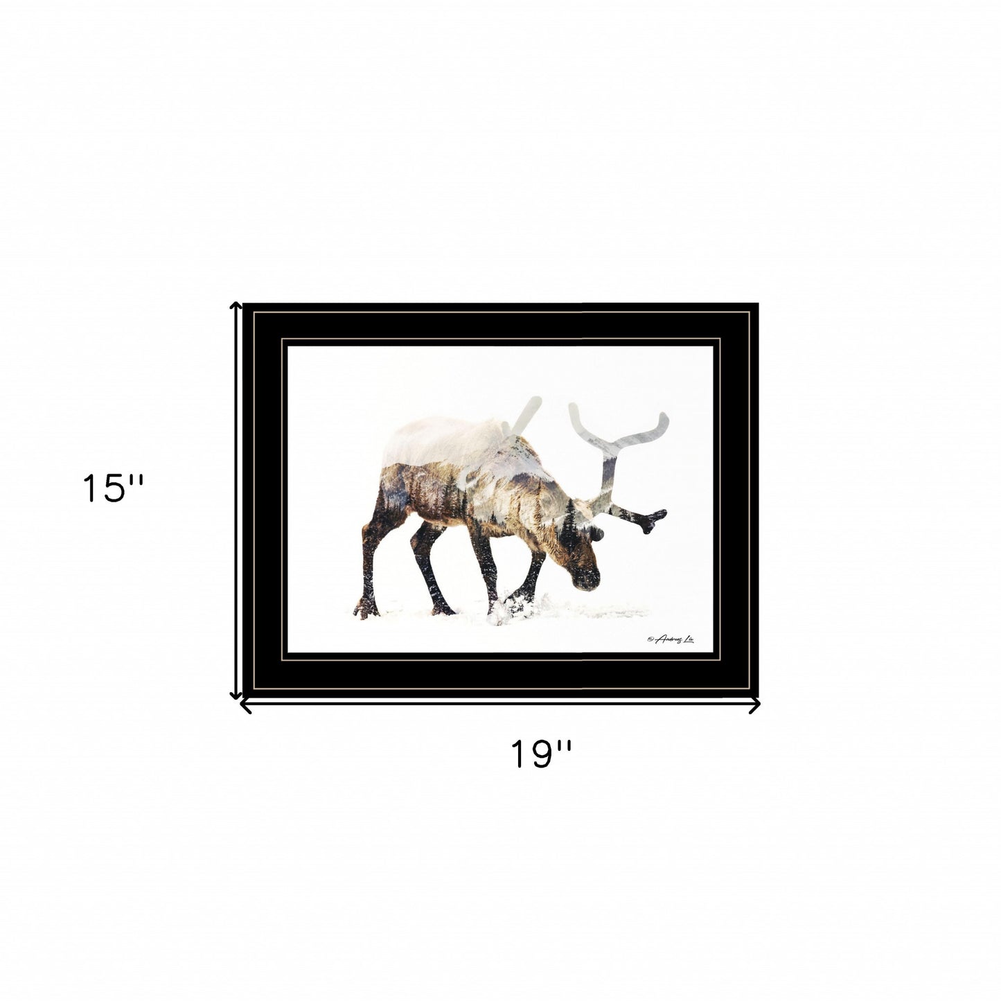 Arctic Reindeer 2 Black Framed Print Wall Art