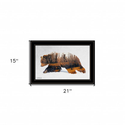 Traveling Bear 2 Black Framed Print Wall Art