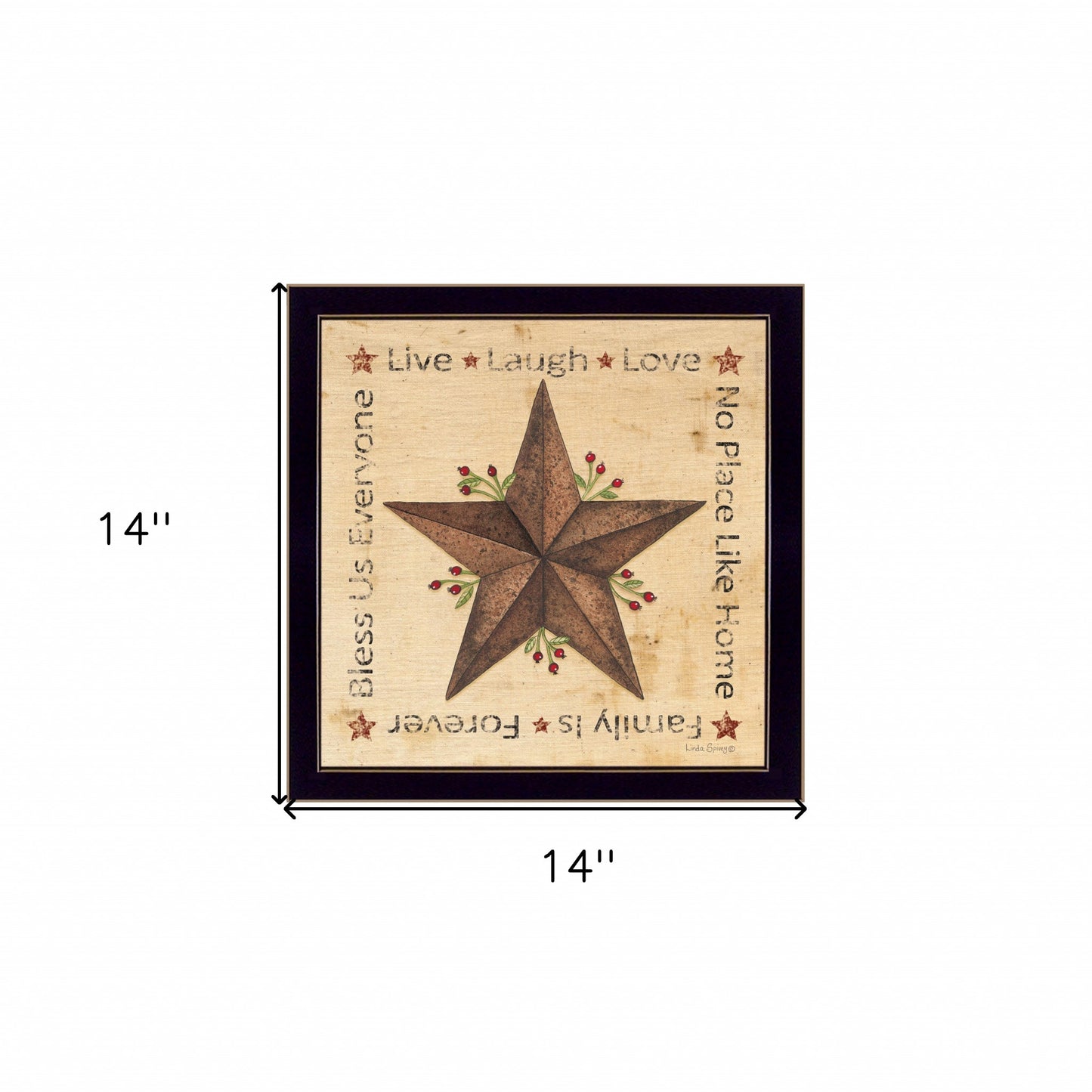 Live Laugh Love Rustic Star Black Framed Print Wall Art